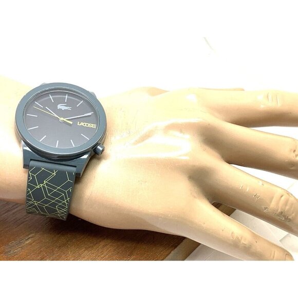 Lacoste Men's Watch 2010958 Quartz Yellow Gray Dial Rubber Band 42mm - Picture 4 of 13